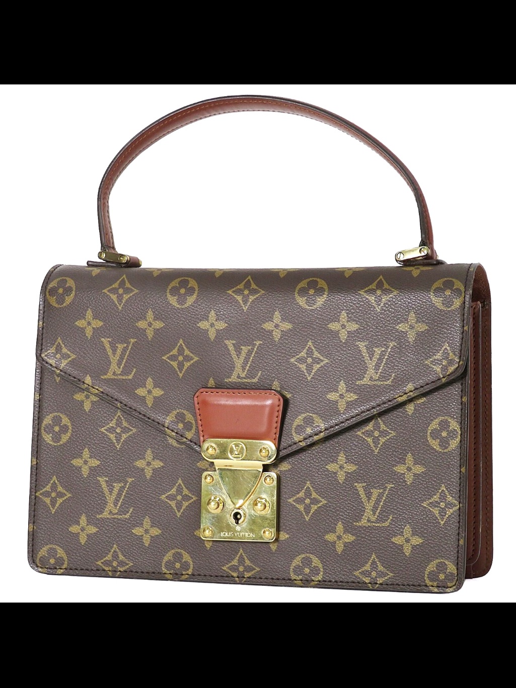 Louis Vuitton Brown Monogram Canvas Satchel With Gold Hardware
